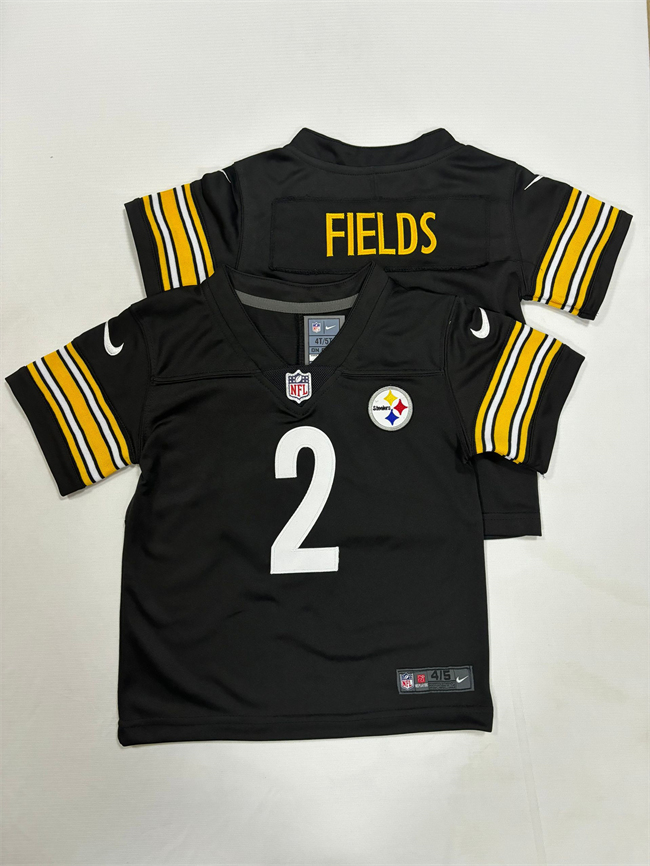 Toddlers Pittsburgh Steelers #2 Justin Fields Black Vapor Stitched Football Jersey